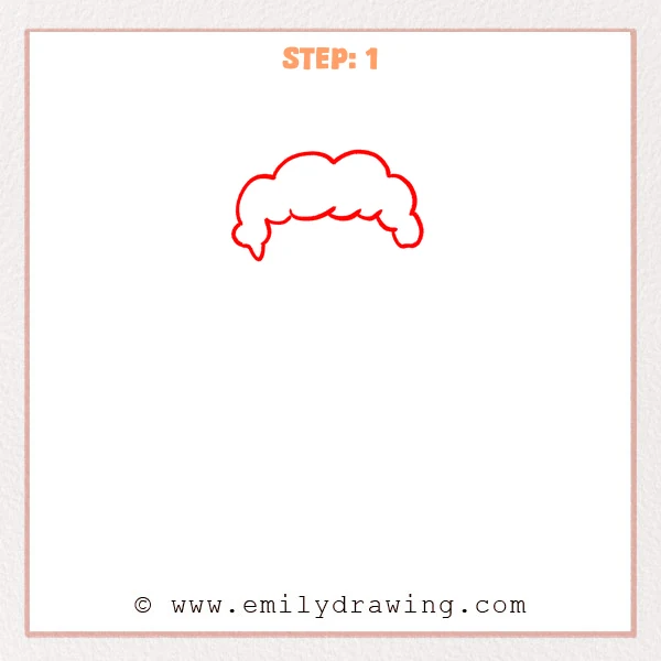 how to draw a cartoon man - Early sketch of a cartoon man showing only a fluffy, curly hair outline at the top of the page.